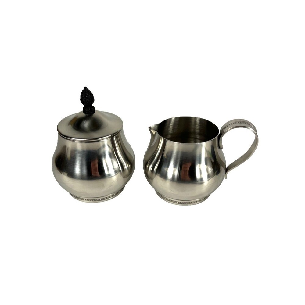 Towle Cream and Sugar Bowl With Lid 18/8 Stainless Steel Mid Century Japan Vtg